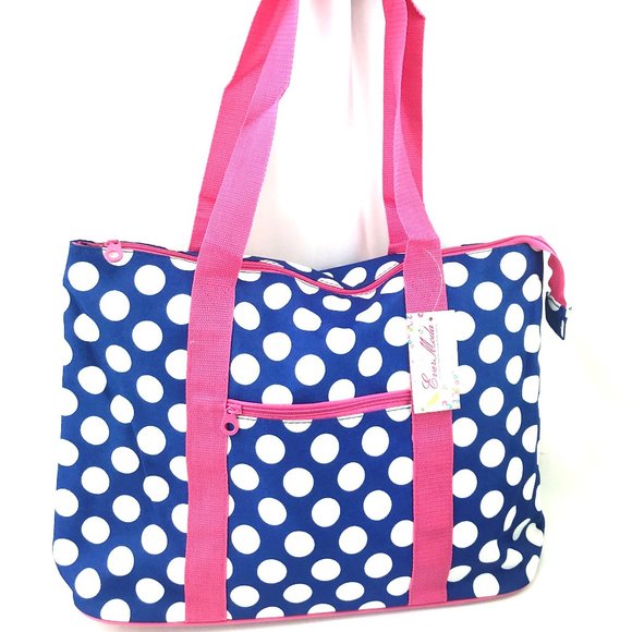 Ever Moda Beach or Shopping Polka Dots Tote Bag - Picture 1 of 5